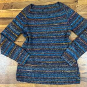 Vintage blue striped knit colorful grandpa sweater